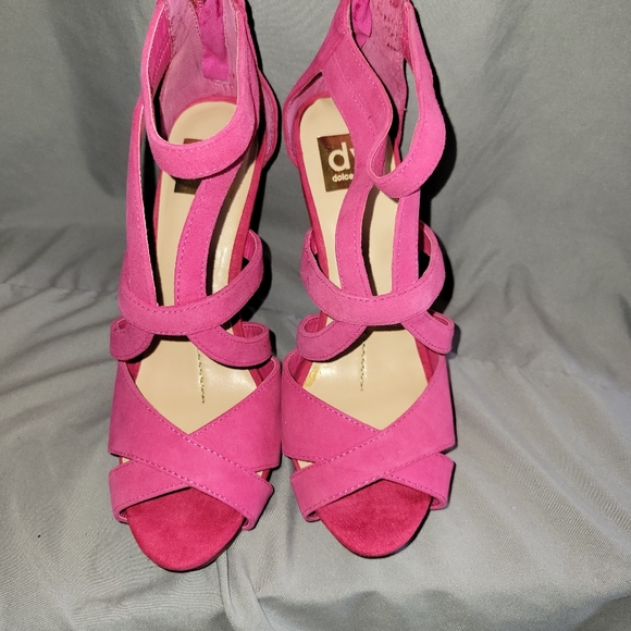 Womens DV Dolce Vita Pink Suede Ankle Strap Sandals High Heels - Picture 3 of 6